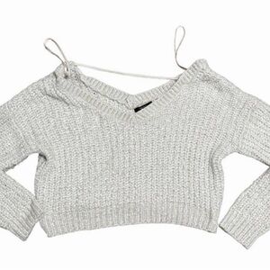 Women's Gray Knit Cropped Sweater